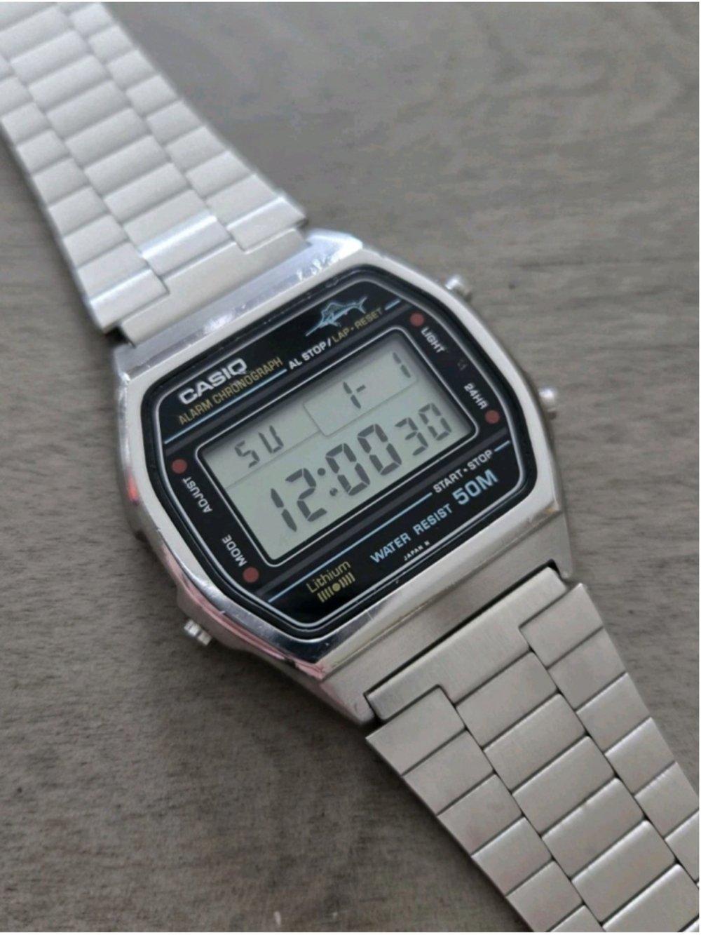 Rare Vintage Casio W-36 Marlin Men's Digital LCD Watch 1980s Retro!